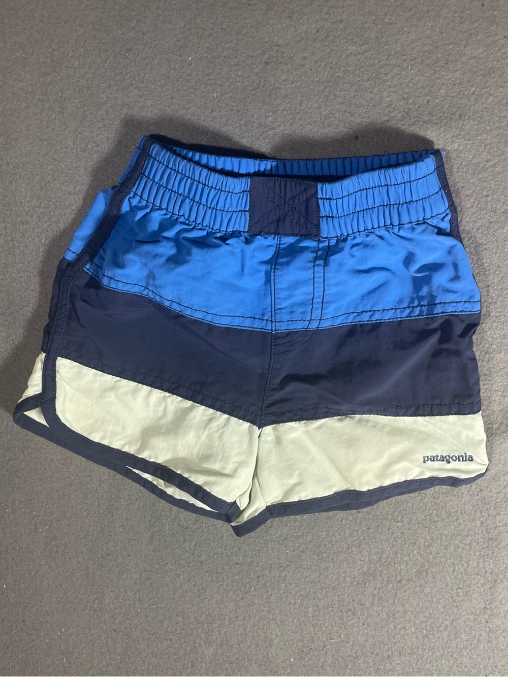 Patagonia Baby Baggies Colorblock Swim Shorts Blue Navy Mint